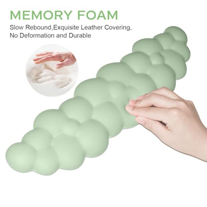 JIKIOU Upgrade Leather Cloud Keyboard Wrist Rest, Cloud Wrist Rest with Non-Slip PU Base, Comfortable Memory Foam Wrist Rest for Computer Laptop Mac Gaming Office and Pain Relief Christmas Wish Gift - color: 06pastel Green