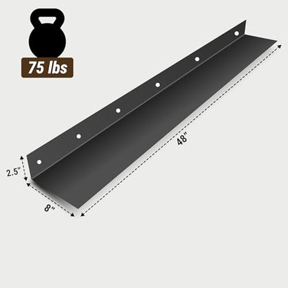 SIMOND STORE Floating Shelf for Under TV – TV Stand Shelf (48" x 8" x 2.5") | Wall Mounted Floating TV Stand Shelf for DVD Players, TV Accessories & Game Consoles, Wall Mount Floating Shelf TV Console - size: 48-inch X 8-inch Powder Coated Black-V2