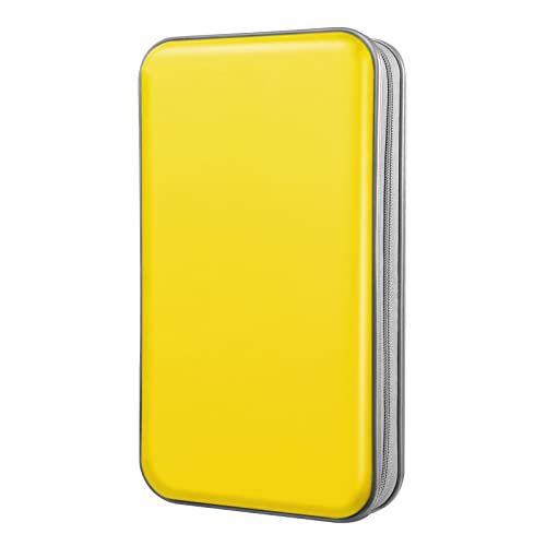 DVD Case, Bivisen CD Case Holder Wallet Binder 96 Capacity CD/DVD Cases Storage Holder Binder Organizer Wallet Book for Car Home Travel (Yellow) - color: Yellow