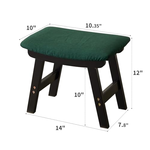 Kitsanery Foot Stool,Ottoman,Bamboo Small Sofa Foot Rest Under Desk,Extra Seating for Living Room, Bedroom and Kitchen (Black Stool Legs - Green Surface) - color: Black Stool Legs - Green Surface