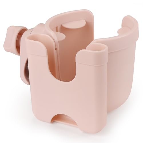 Accmor Stroller Cup Holder with Phone Holder, Bike Cup Holder, Universal Cup Holder for Uppababy Nuna Doona Strollers, 2-in-1 Cup Holder for Walker, Wheelchair, Scooter - color: All Crystal Pink