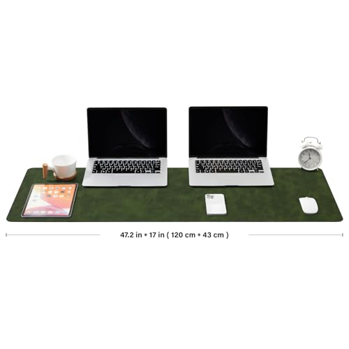 Distressed Leather Desk Mat - Non-Slip PU Desk Pad for Office and Home - Desk Organization and Accessories - Ideal for Large Mouse Pad and Desk Mats on Top of Desks(Forest Green,47.2"x 17") - color: Forest Green, size: 47" x 17"