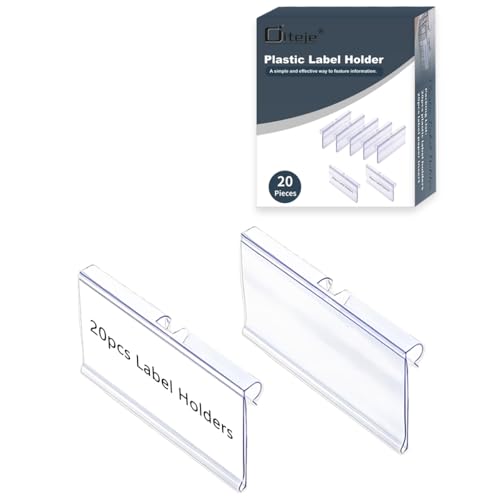 Diteje 20 Pack Wire Shelf Label Holders with Paper Inserts, 3.94x1.50inch | Shelving Rack Retail Sign Hook,Clip On Design,for Supermarket/Retail/Shelves,No Tools Needed - size: 3.94x1.65in
