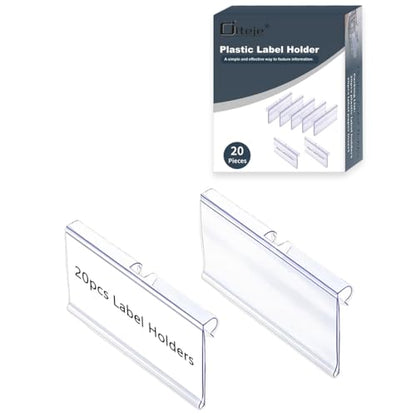 Diteje 20 Pack Wire Shelf Label Holders with Paper Inserts, 3.94x1.50inch | Shelving Rack Retail Sign Hook,Clip On Design,for Supermarket/Retail/Shelves,No Tools Needed - size: 3.94x1.65in
