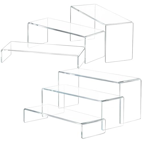 6 PCS Clear Acrylic Display Risers, Acrylic Risers for Display, Transparent Rectangle Display Stand for Figures, Collectibles, Perfume, Jewelry, Desserts, Cosmetics - color: Transparent, size: 6 Pcs Transparent