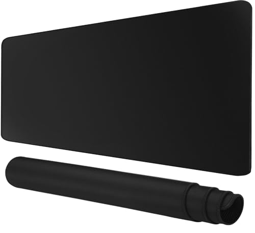 Large Mouse Pad for Desk - Gaming Mouse Pad with Non-Slip Base Stitched Edges, Desk Mat Desk Pad for Keyboard and Mouse - color: Black, size: 39.3L x 19.6W inches
