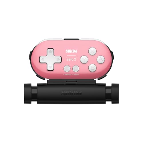 8Bitdo Zero 2 Bluetooth Gamepad Keychain Sized Mini Controller with Mobile Clip for Switch, Windows, Android (Pink Edition) - color: Pink
