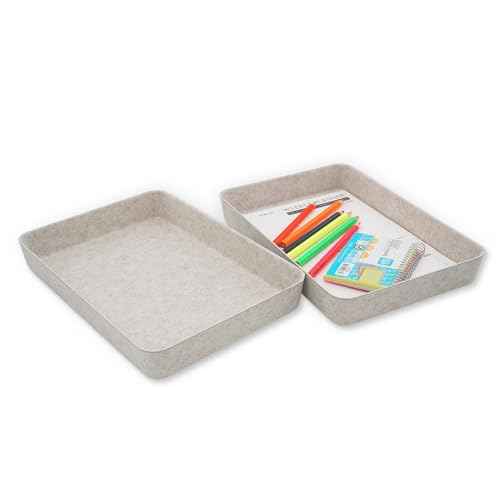 Welaxy 2pc Letter Size Felt File Folder Holder Oatmeal Document Paper Tray - color: Oatmeal