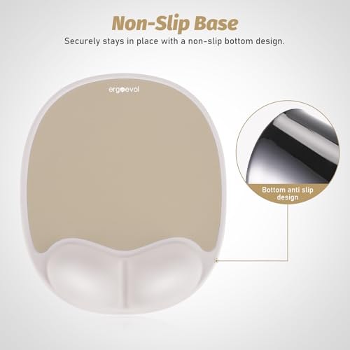 Ergonomic Mouse Pad with Wrist Rest & Elbow Support, Memory Foam Cushion, Non-Slip Base, Pain Relief for Office, Home & Gaming, Compatible with Vertical Ergonomic Mouse (Latte Beige) - color: Latte Beige