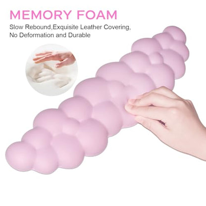 JIKIOU Upgrade Leather Cloud Keyboard Wrist Rest, Cloud Wrist Rest with Non-Slip PU Base, Comfortable Memory Foam Wrist Rest for Computer Laptop Mac Gaming Office and Pain Relief Christmas Wish Gift - color: 05pink With Lilac
