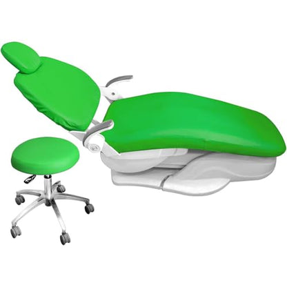 4Pcs/Set Dental Chair Covers, Dental PU Leather Unit, Waterproof PU Leather Protective Dental Full Chair Covers Elastic Stylish Dental Chair Seat Cover, Headrest Backrest Protector, Denti(Color:Green) - color: Green