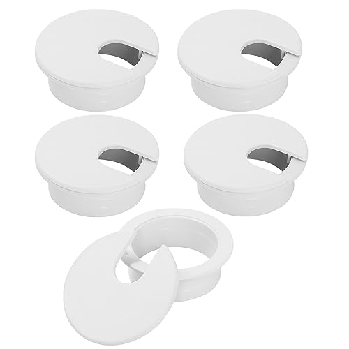 1-3/8" White Desk Grommet, JTemgle Plastic Cable Hole Cover Computer Table Cord Wire Organizer Caps Desktop Cord Management for Home Office TV Stands Tabletops, 5 Pieces - color: White, size: 1-3/8" / 35mm