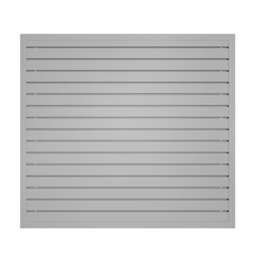 NeatiEase Slatwall Panel Wall Storage Systems, 4 x 4ft Slat Wall Paneling Garage Wall Organizer, Heavy Duty Wall Mounted PVC Wall Rack (Gray) - color: Grey, size: 4x4ft