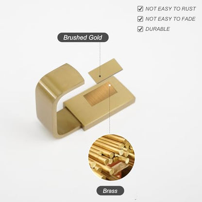 BESy Brass Clothes Hook Single Towel Hook for Bathroom Kitchen Garage Square Style Robe Hooks Coat and Hat Hook, Wall Mounted with Screws, Two Packs, Brushed Gold - color: Brushed Gold, size: 2 Pack