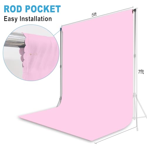 Pink Photography Backdrop for Photoshoot, Fabric, 5x7 FT | Versatile Studio Photo Backgrounds, Easy to Install, for Portraits Shooting, Party Decor, Live Streaming, Video Recording - color: Pink, size: 5X7 FT