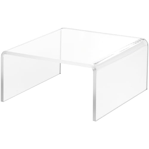 Plymor Clear Acrylic Short Square Display Riser, 3.5" H x 7" W x 7" D (1/4" thick) - size: 3.5" x 7" x 7"