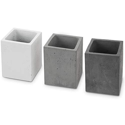 MyGift Pen Holder Pencil Holder For Desk,Pen Cup Holder For Desk,Concrete Desktop Pencil Cup,Modern Gray-Tone,Set of 3 - color: White-Gray-Black