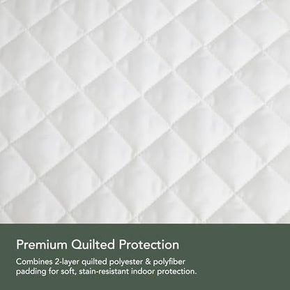 Covermates Quilted Monitor Cover for Computer Screens – Padded Dust Cover for Desktop Monitor, Washable Diamond Polyester Screen Protector with Elastic Hem, 17W x 2.5D x 13H, Cream