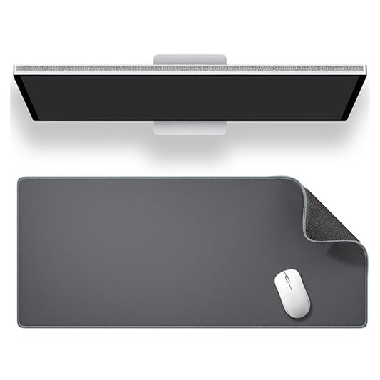 ALOANES Gray Waterproof Desk Mat, Large, with Extended Mouse Mat, Office Desk Protector with Anti-Slip Base, Stitched Edge, Grain Jacquard Surface, Perfect for Gamer, Home Large(27.6" x11.8"x0.12") - color: 01- Pro Gray, size: Large(27.6" x11.8")