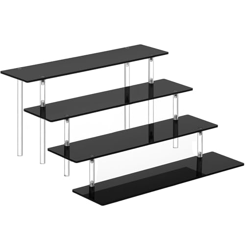 HENABLE 4 Tier Perfume Organizer Stand, Acrylic Risers Display Stands, Display Risers, Perfume Shelf Dessert Display for Party, Figure Stand Funko POP Shelves, Black Cupcake Stand Holder - size: 4-Tier
