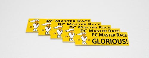 Glorious PC Master Race Bumper Sticker 5 Pack for Your Battlestation, Laptop, Computer Case, Wall & Window. Supports Childs Play Video Gaming Charity. Great Gift for a Proud Gamer, Geek or Nerd.