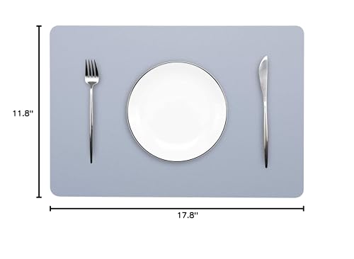 Wipeable Placemats Leather Table Mats Waterproof Heat-Resistant Easy to Clean for Dining Table Set Kitchen Table (2, Pale Blue) - color: Pale Blue, size: set of 2