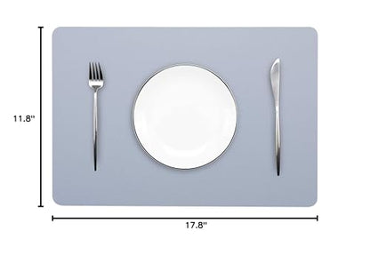 Wipeable Placemats Leather Table Mats Waterproof Heat-Resistant Easy to Clean for Dining Table Set Kitchen Table (6, Pale Blue) - color: Pale Blue, size: set of 6