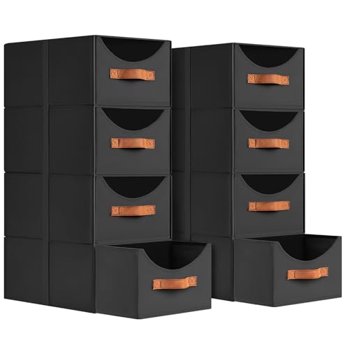 Homsorout Stackable Storage Drawers - Collapsible Storage Bins with Drawers, 6 Pack Closet Shelf Organizer Basket, Fabric Pull Out Organizer for Bedroom, Living Room, Dorm, Black - color: Black, size: 13 Inch. - 8 Pack