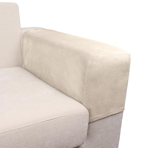 Couch Arm Covers 2 Pcs Sofa Armrest Covers Stretch Couch,Armrest Cover for Chairs Scratch-Resistant Sofa Arm Cover Armchair Slipcovers,Cream - color: Cream, size: 2PC Armrest Cover