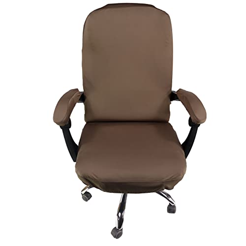 WOMACO Office Chair Covers, Stretch Computer Chair Cover with Armrest Covers, Universal Boss Chair Covers Modern Simplism Style High Back Chair Slipcover (Light Brown, Large) - color: 1-light Brown