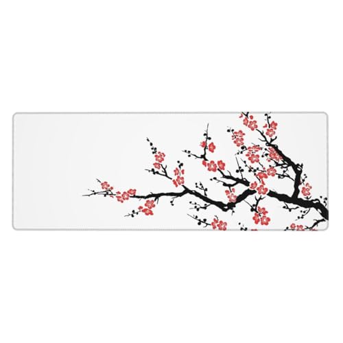 Colorful Ink Cherry Blossom Tree Branch Mouse Pad Large Gaming Mousepad Non-Slip Rubber Base Keyboard Mouse Mat for Laptop Keyboard Desktop 31.5 x 11.8 inch - color: Colorful Ink Cherry Blossom Tree Branch