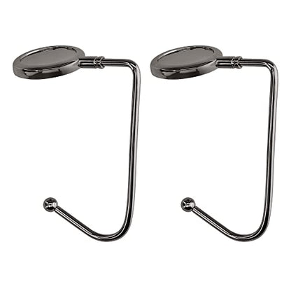 kwmobile Purse Hook for Table - Set of 2 Purse Holder - Handbag Hanger - Portable Bag Holder - Bag Hooks for Desk - Table Hook Black - color: Black