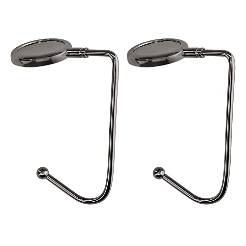 kwmobile Purse Hook for Table - Set of 2 Purse Holder - Handbag Hanger - Portable Bag Holder - Bag Hooks for Desk - Table Hook Black - color: Black