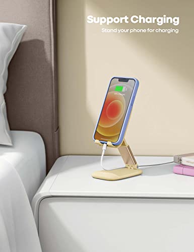 Lamicall Phone Stand for Desk - Telephone Stand Desk Accessories Desktop Office Must Have, Compatible with iPhone 17 16 15 14 13 Pro Max Mini, 12 11 XR X 8 7 6 Plus SE, 4-8'', Yellow - color: Yellow