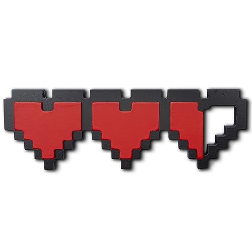 INSOVITA Gaming Logo Sign, Gaming Decor, Small Pixel Heart Container, Small Game Room Decor, Hanging Gaming Wall Decor, Great Gamer Gifts, Retro Gaming Stuff (Rustic Wood Material)