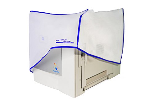 Printer Dust Cover, Covers Inkjet or Laser Printers, Silky Smooth Antistatic Vinyl, Translucent Coconut Cream Color with Blue Trim, Several, (22W x21H x24D) - size: 22W x21H x24D