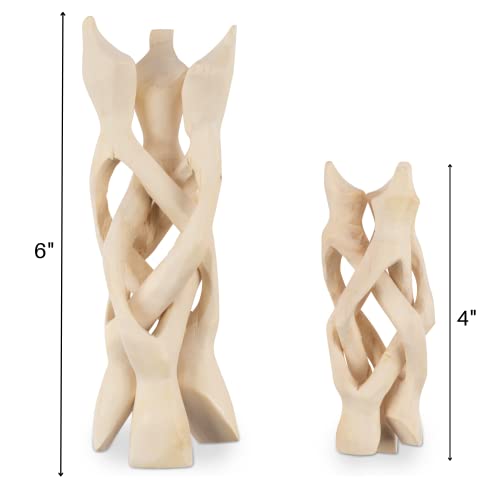 Wish Well 2 Piece Wooden Tripod Stand - 4" & 6" Hand-Carved Room Decor Holder ~ Ideal for Abalone Shell, Decorative Bowl, Crystal Ball, Sphere, Geode ~ Wood Display Stand & Perfect Crystal Holder - color: 4" and 6" Natural