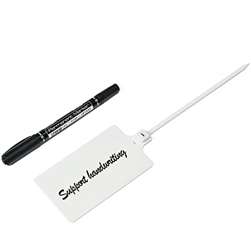 100 White Plastic Writable Shipping Tags - Large, Waterproof, Hanging Labels with One Permanent Marker Pen - color: White, size: 100 PCS