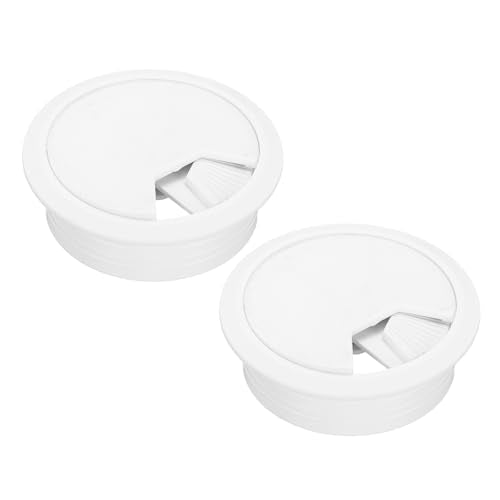 MECCANIXITY 2 Pcs Desk Grommet 2.4 Inch(60mm), Round Desk Cord Hole Cover Wire Cable Organizer for Home Office Computer Table Cables, White - color: White, size: 2.4 Inch(60mm)