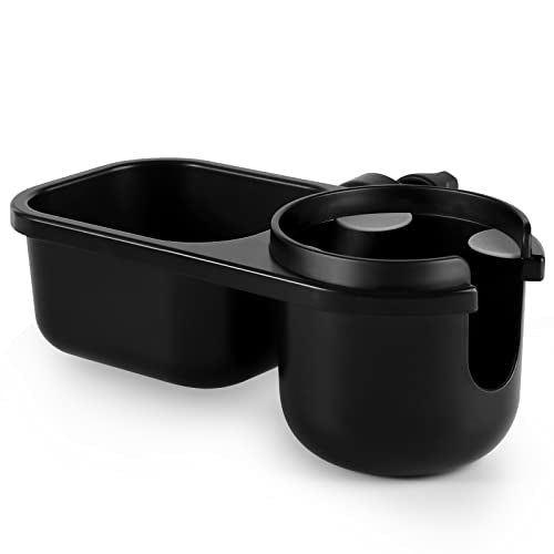 Accmor Stroller Cup Holder with Tray, Universal Cup Holder Tray for Uppababy Nuna Doona Strollers, Bottle Drinks Holder for Stroller, Wheelchair, Walker - style: Tray-2 in-1-Black