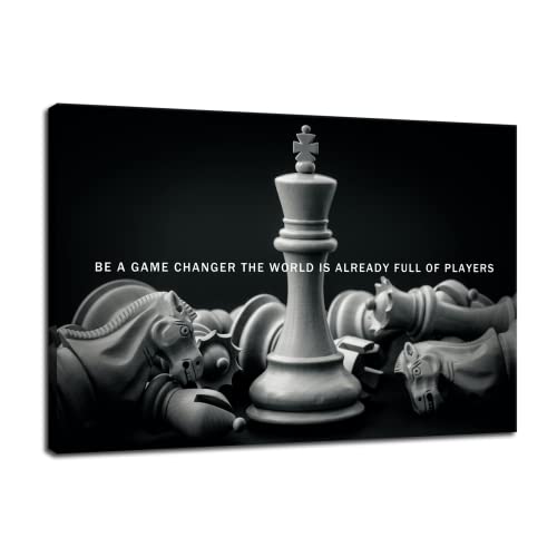 Be A Game Changer The World Is Already Full Of Players Inspirational Wall Art International Chess Motivational Poster Canvas Painting Prints Wall Pictures for Home Decor Framed Artwork [12''W x 18''H] - color: Inspirational-17, size: 18"L x 12"W