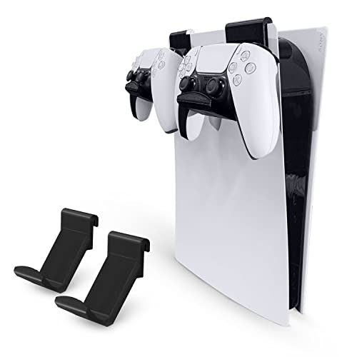 BRAINWAVZ PS5 Game Controller Console Holder Mount (2 Pack) for PS5 Dual Sense Gamepad, Hook-On Hanger Design, No Damage or Adhesive (Black) - color: White
