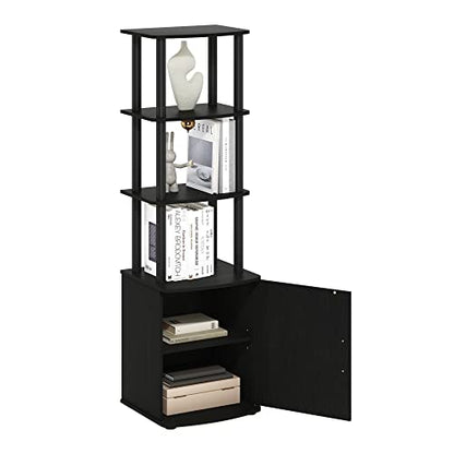 Furinno Turn-N-Tube Tall TV Entertainment Side Table Display Rack with Storage Cabinet, 3-Tier, Blackwood/Black - color: Blackwood/Black, size: 3-Tier Cabinet