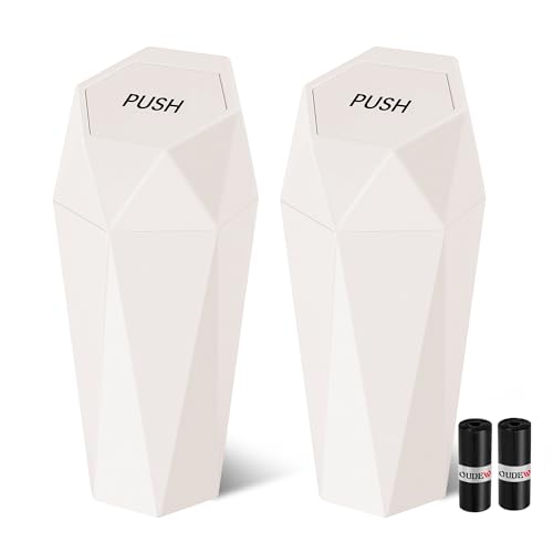 Car Trash Can with Lid - 2-Pack, Interior Accessories for Vehicles, Leakproof Garbage Can with 30 Detachable Trash Bags, Multipurpose Organizers and Storage Solutions for Home and Office (Beige) - color: Beige-2Pcs