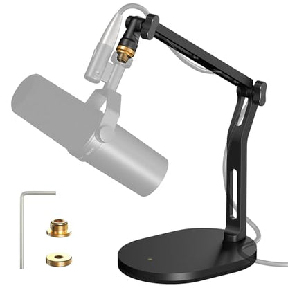 Aokeo Mic Stand,Desk Mount Desktop Microphone Arm with 3/8" to 5/8" Adapter,Compatible Blue Yeti,HyperX QuadCast,SoloCast,Shure SM7B,MV7X