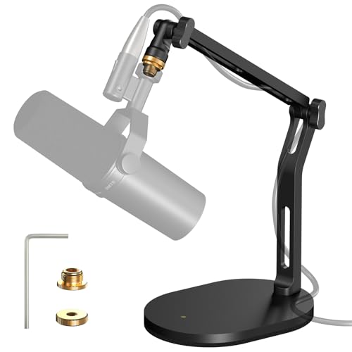 Aokeo Mic Stand,Desk Mount Desktop Microphone Arm with 3/8" to 5/8" Adapter,Compatible Blue Yeti,HyperX QuadCast,SoloCast,Shure SM7B,MV7X