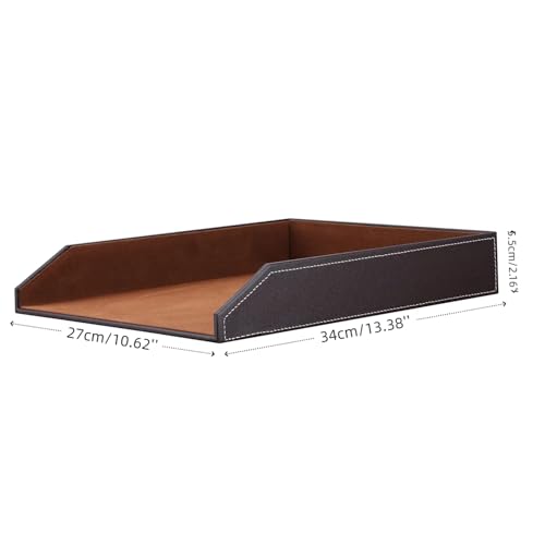 KINGFOM Letter Tray, PU Leather Paper Organizer Tray for Desk, Paper Organizer Storage Holder for Office Home or School A4 Size Brown - color: Brown, size: 14.6" x 10.8" x 2.8"