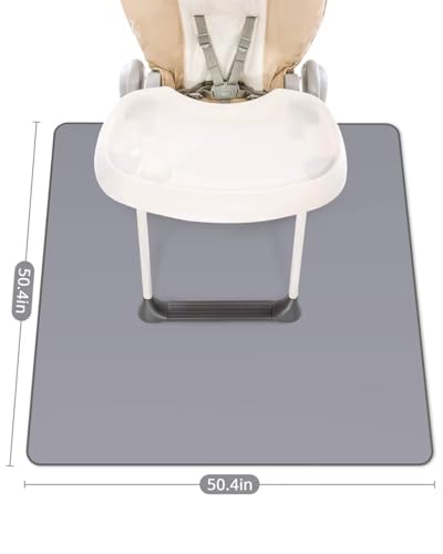 Blissful Diary Baby Splat Mat for Under High Chair, 50.4 x 50.4 Inch Wipeable Splash Mat, Waterproof and Washable, Anti-Slip Floor Protector, Gray - color: Grey