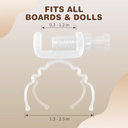 Doll Stand for Cabinet Edge Purple 4Pack | Neck grip design fits 3-7" Labubu blind box figures, adjustable clamp suits panels 0.3-1.02" thick - color: PURPLE