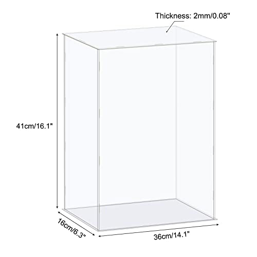 MECCANIXITY Acrylic Display Case Box Clear Dustproof Protection Showcase 14.1x6.3x16.1 Inch for Collectibles Display - size: 14.1x6.3x16.1 Inch
